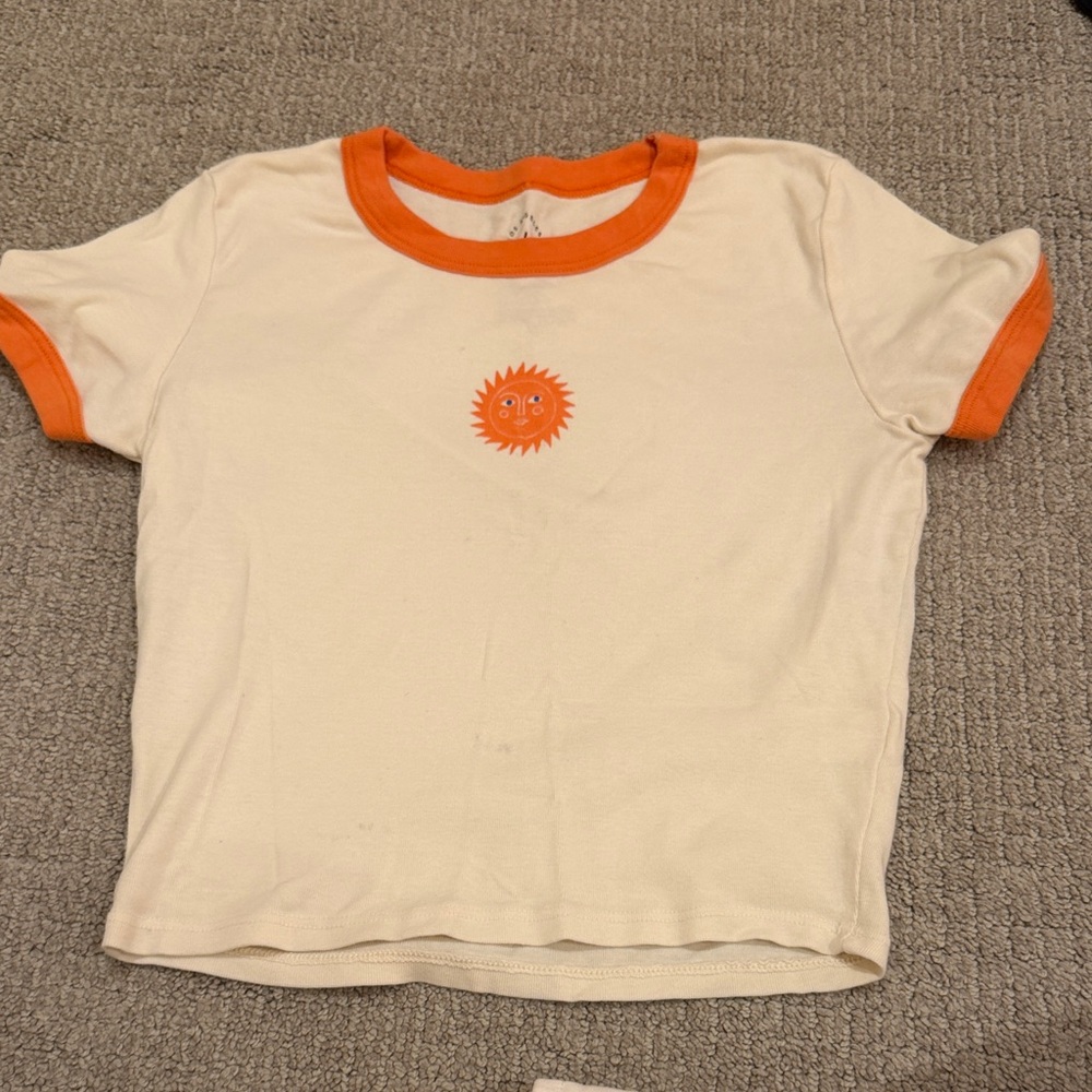 PacSun Cream and Orange Crop Top
